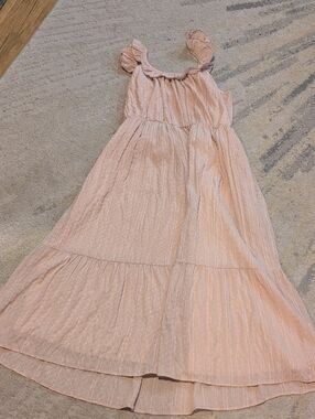 Forever 21 Peach-Pink Ruffle Strap Maxi Dress